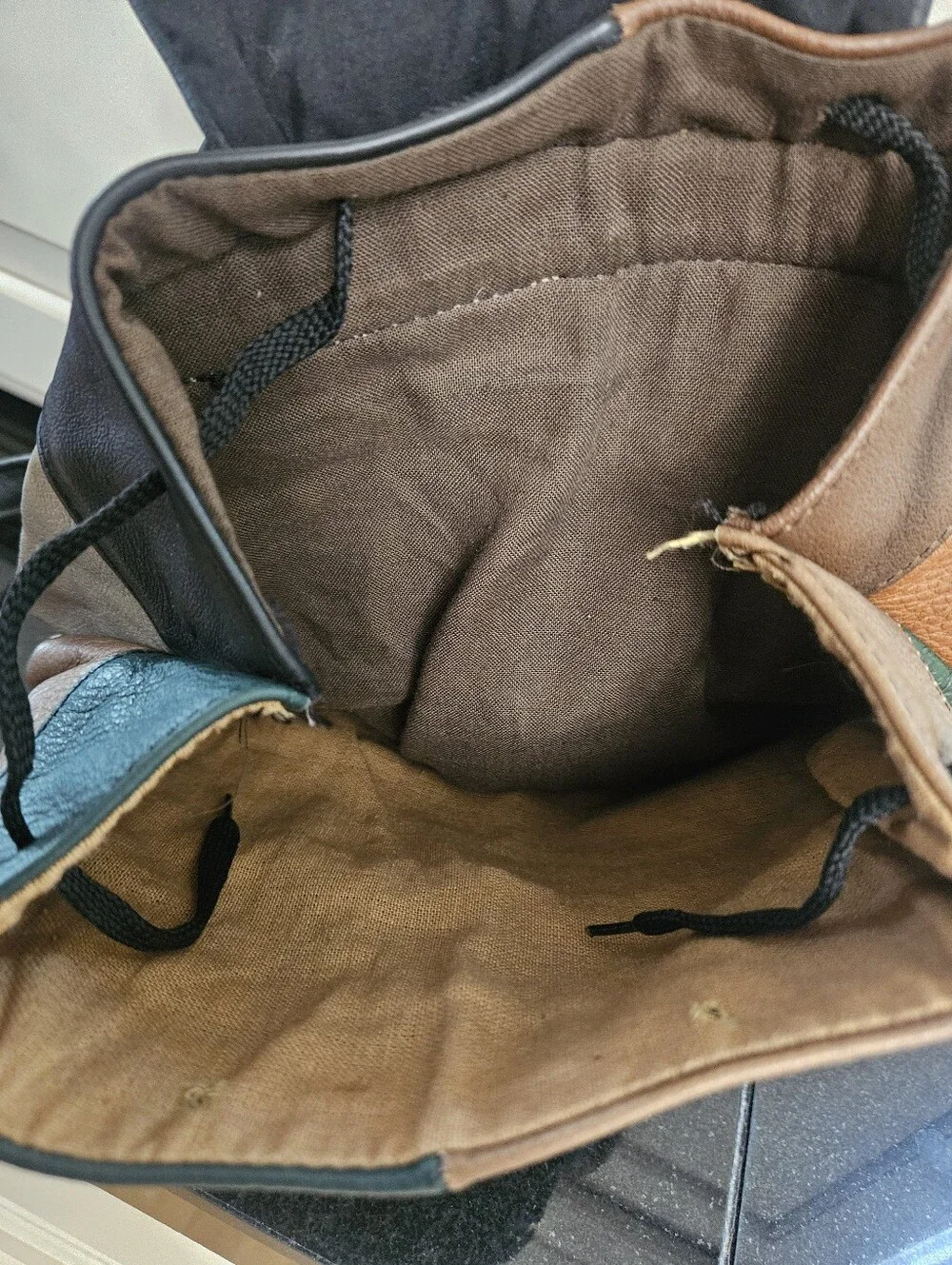 Multi-Color Patchwork Leather Mini Backpack